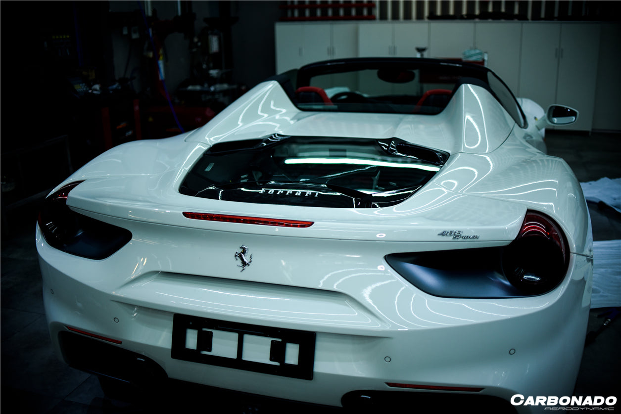 2015-2020 Ferrari 488 Spider Dry Carbon Fiber Engine Hood With Glass