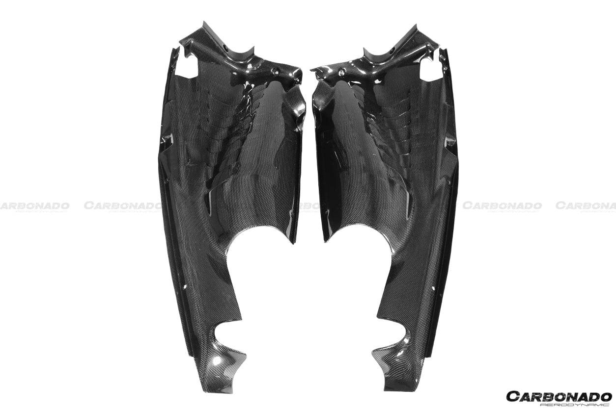 2015-2023 Ferrari 488 GTB/Pista/F8 Dry Carbon Fiber Engine Bay Panels With Heat Protection - Carbonado Aero