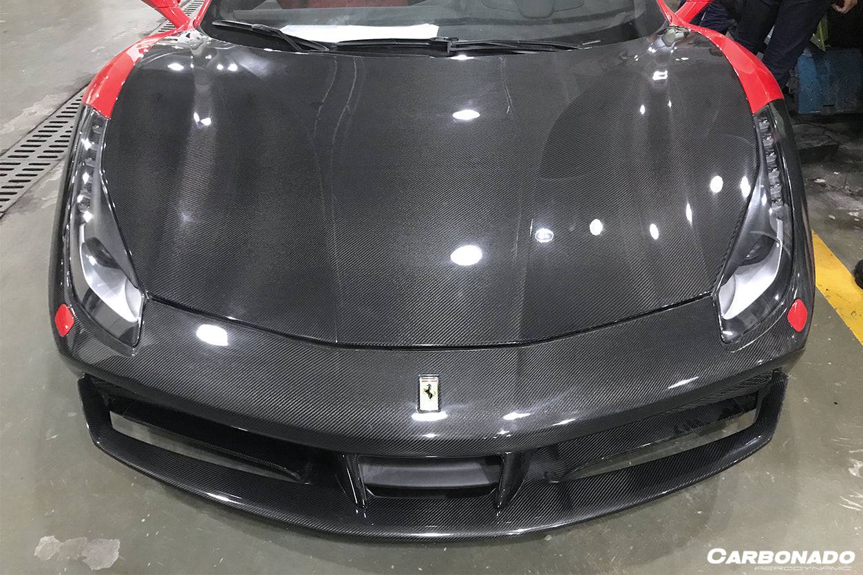 2015-2020 Ferrari 488 GTB & Spider OE Style Carbon Fiber Hood - Carbonado