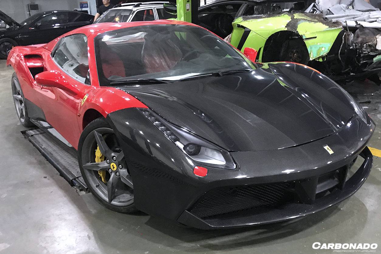 2015-2020 Ferrari 488 GTB Spyder OE Style Carbon Fiber Hood - Carbonado