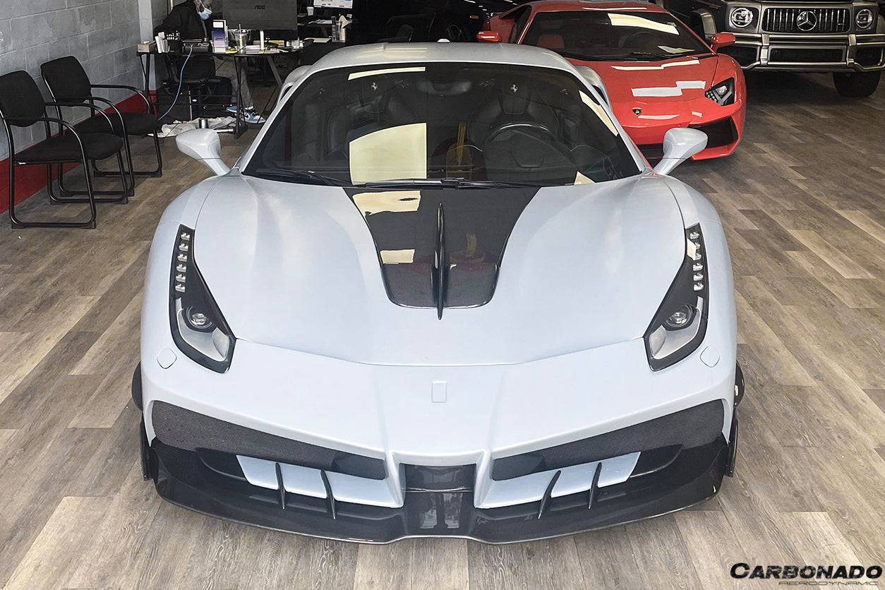 2015-2019 Ferrari 488 GTB/Spyder MA Style Carbon Fiber Front Bumper - Carbonado Aero