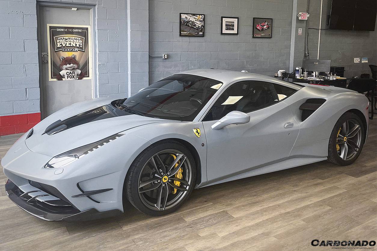 2015-2019 Ferrari 488 GTB/Spyder MA Style Carbon Fiber Front Bumper - Carbonado Aero