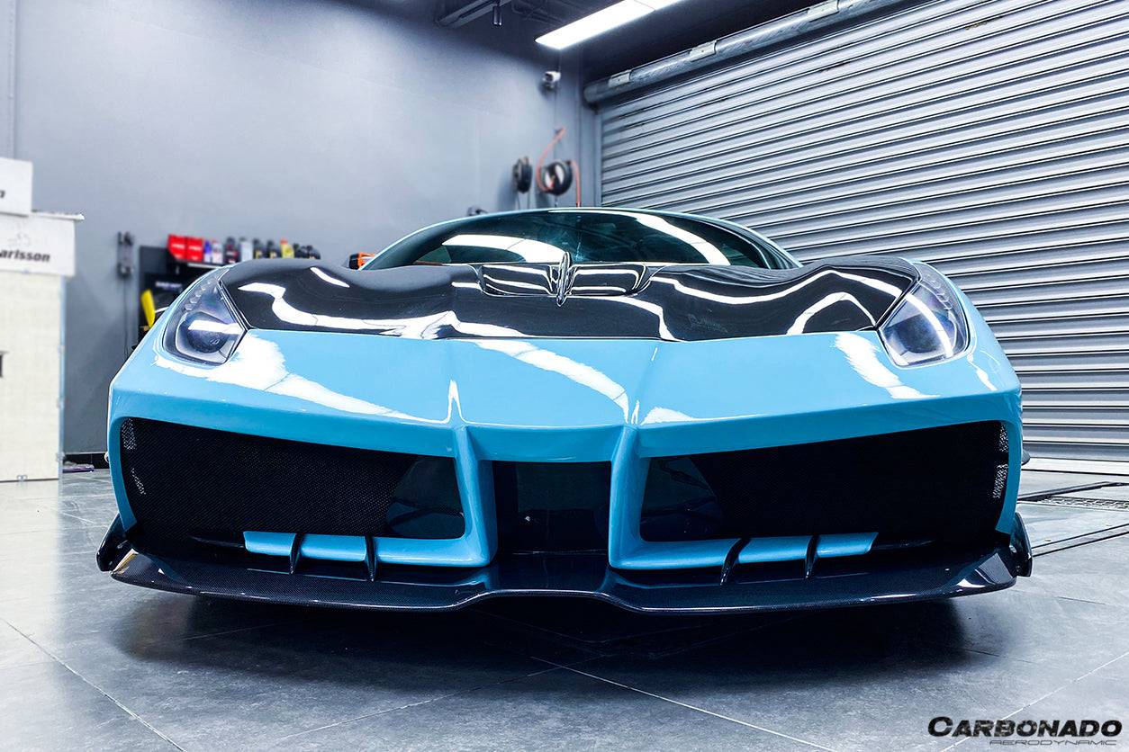 2015-2019 Ferrari 488 GTB/Spyder MA Style Carbon Fiber Front Bumper - Carbonado Aero