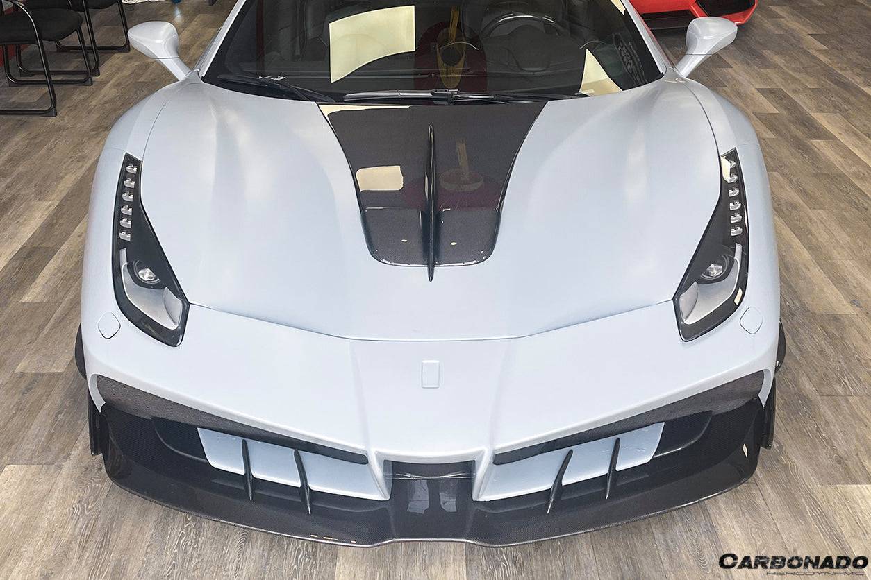 2015-2019 Ferrari 488 GTB/Spyder MA Style Carbon Fiber Front Bumper - Carbonado Aero