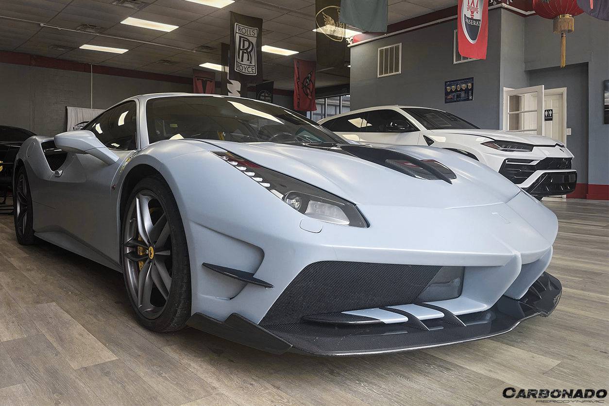 2015-2019 Ferrari 488 GTB & Spider MA Style Carbon Fiber Front Bumper - Carbonado