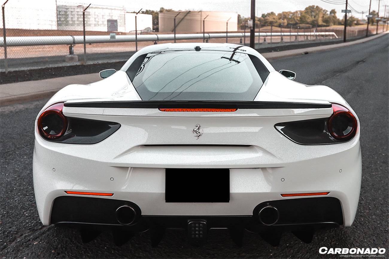 2015-2020 Ferrari 488 GTB Spyder OE Style Dry Carbon Fiber Rear Light Satellite Covers - Carbonado Aero