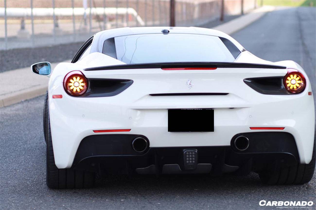 2015-2020 Ferrari 488 GTB Spyder OE Style Dry Carbon Fiber Rear Light Satellite Covers - Carbonado Aero