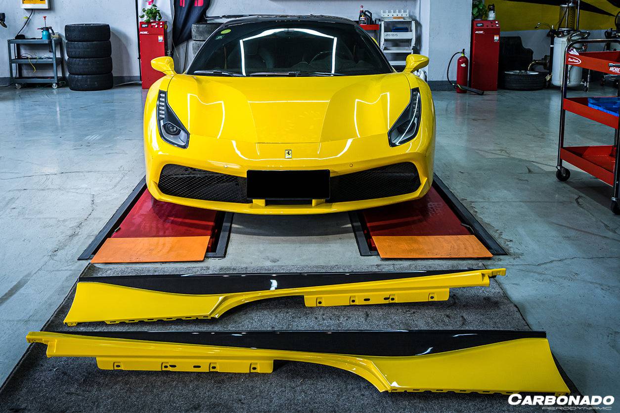 2015-2020 Ferrari 488 GTB Spier OE Style Carbon Fiber Side Skirts - Carbonado