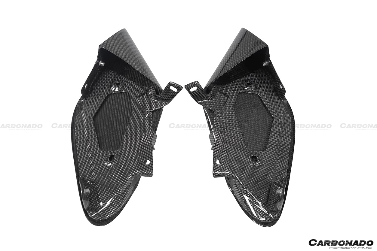 2015-2020 Ferrari 488 GTB Spyder OE Style Dry Carbon Fiber Side Air Intake Fins - Carbonado Aero