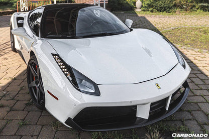 2015-2020 Ferrari 488 GTB Spyder OE Style Dry Carbon Fiber Side Air Intake Fins - Carbonado Aero