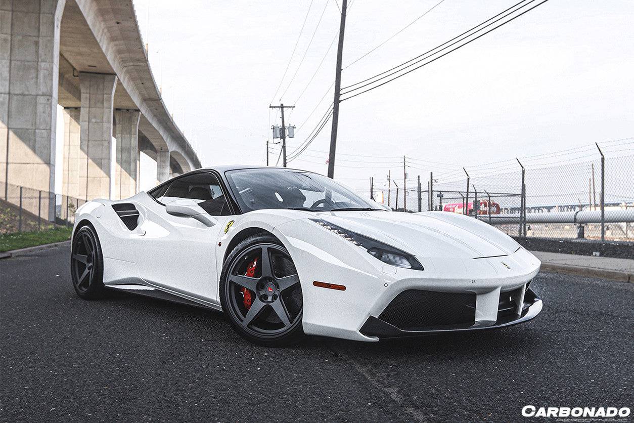 2015-2020 Ferrari 488 GTB Spyder OE Style Dry Carbon Fiber Side Air Intake Fins - Carbonado Aero