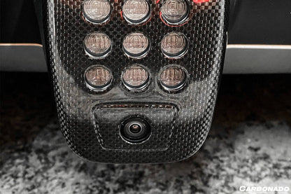2015-2020 Ferrari 488 GTB Spyder Dry Carbon Fiber Rear Black Light Cover w / Camera Hole - Carbonado Aero
