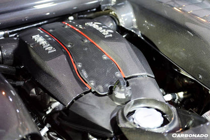 2015-2020 Ferrari 488 GTB/Spyder Dry Carbon Fiber Engine Replacement Cover - Carbonado Aero