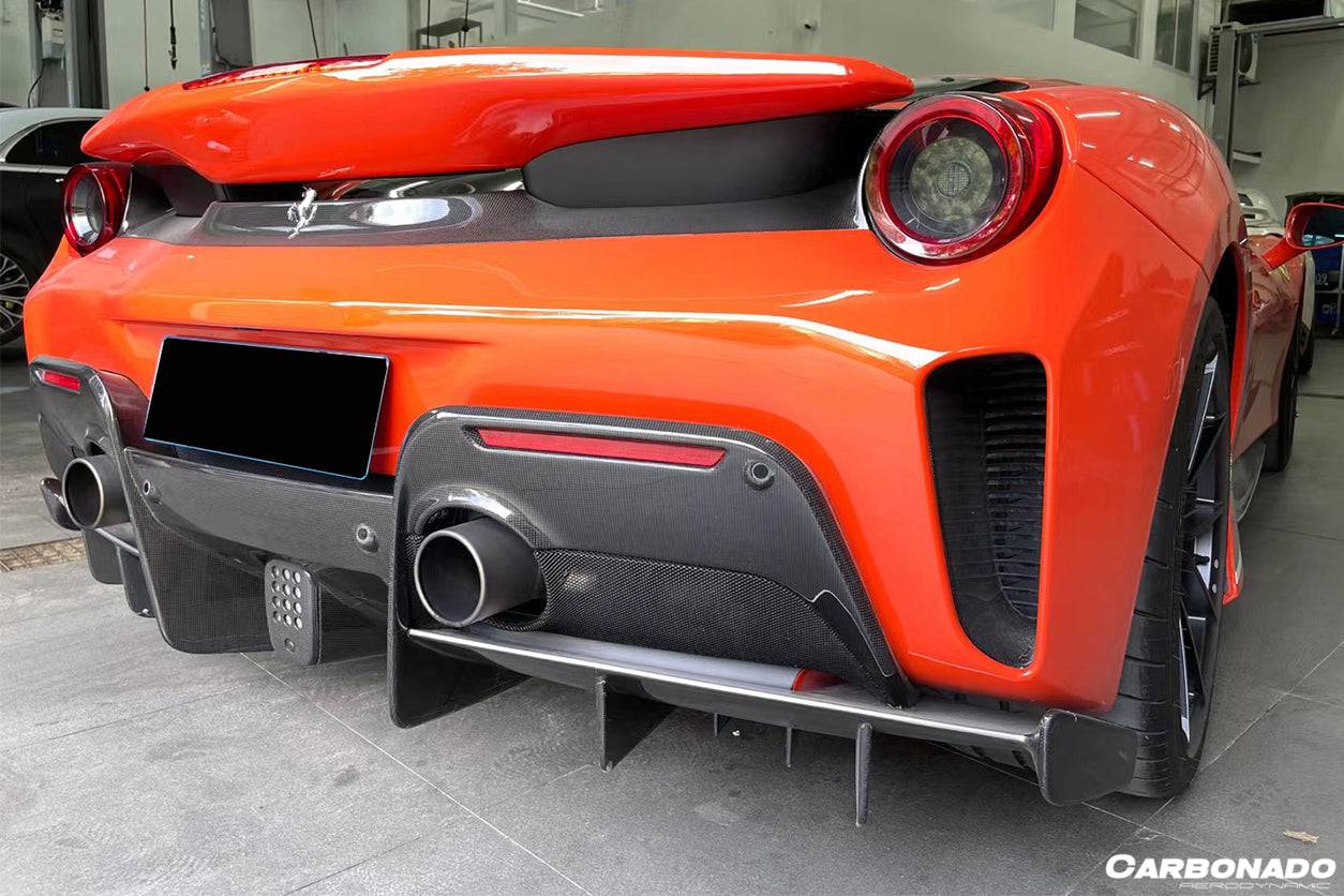 2018-2020 Ferrari 488 Pista OEM Style Part Carbon Fiber Rear Bumper - Carbonado Aero