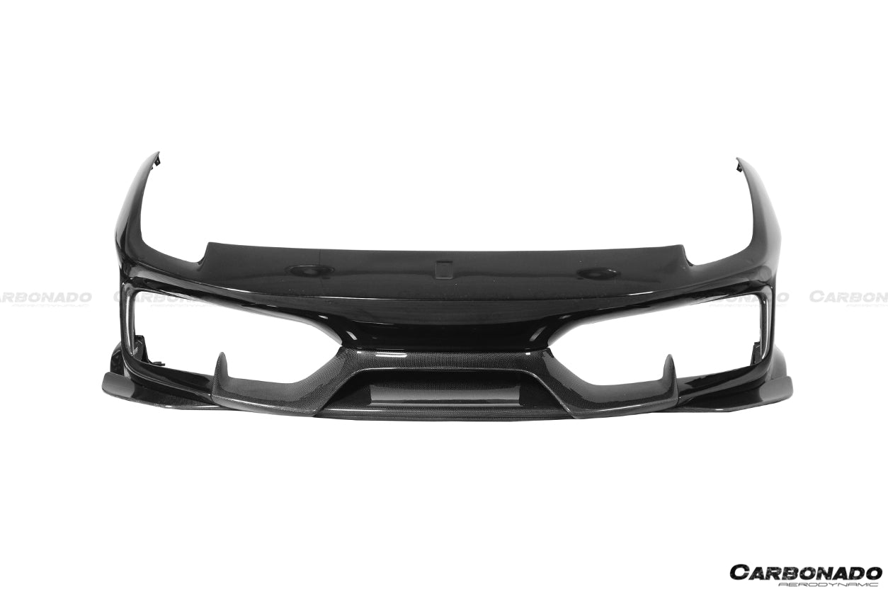 2018-2020 Ferrari 488 Pista OEM Style Part Carbon Fiber Front Bumper - Carbonado Aero
