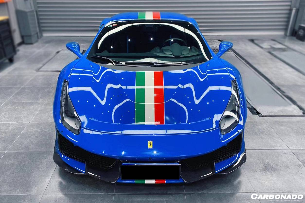 2018-2020 Ferrari 488 Pista OEM Style Part Carbon Fiber Front Bumper - Carbonado Aero