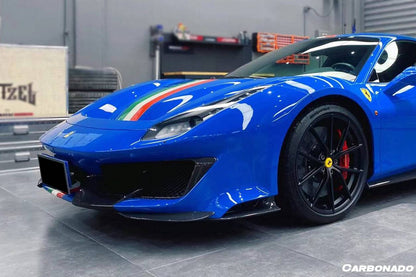 2018-2020 Ferrari 488 Pista OEM Style Part Carbon Fiber Front Bumper - Carbonado Aero