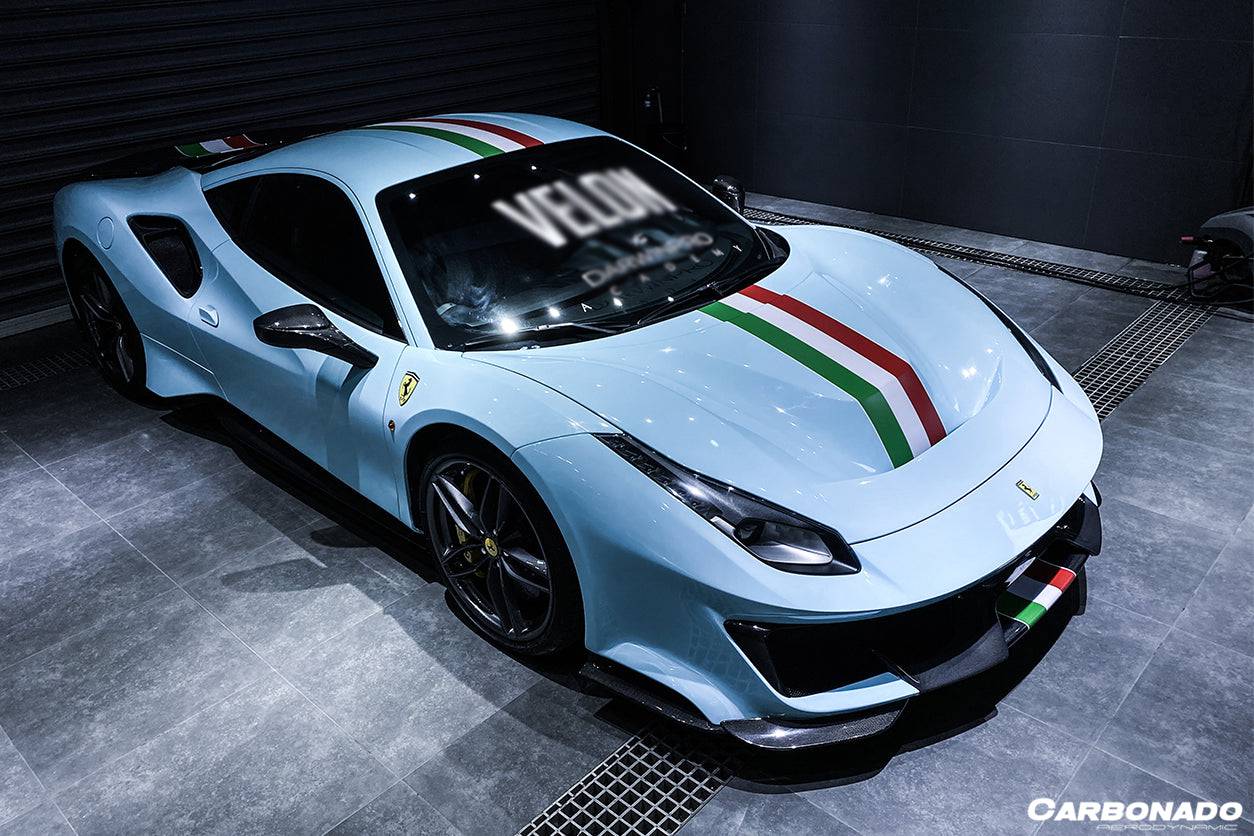2015-2020 Ferrari 488 GTB Spider Pista Style Carbon Fiber Quarter Panel Side Scoops - Carbonado