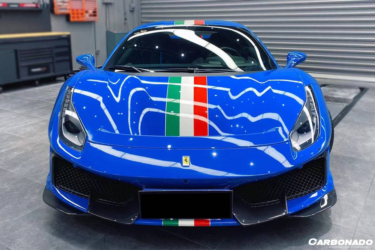 2018-2020 Ferrari 488 Pista OEM Style Part Carbon Fiber Front Bumper - Carbonado Aero