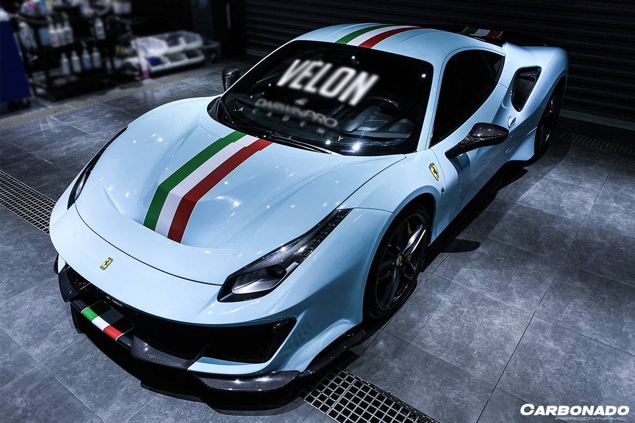 2015-2020 Ferrari 488 GTB Spider Pista Style Carbon Fiber Quarter Panel Side Scoops - Carbonado