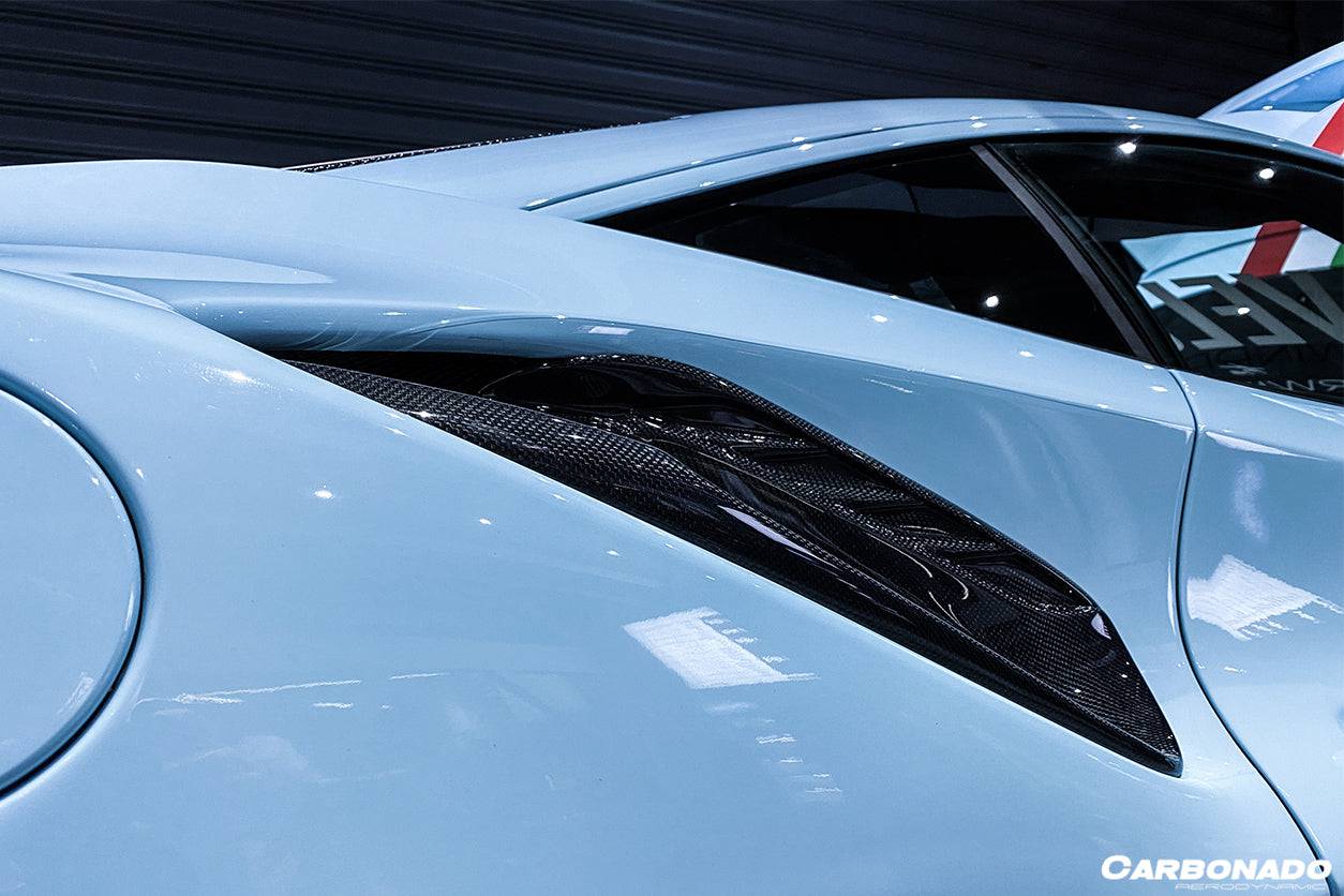 2015-2020 Ferrari 488 GTB Spyder Pista Style Carbon Fiber Quarter Panel Side Scoops - Carbonado Aero