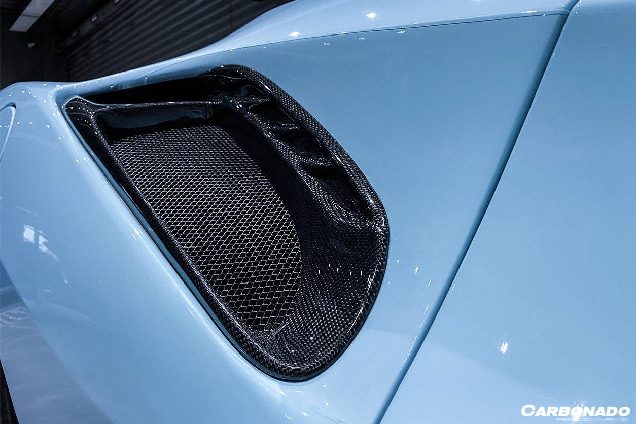 2015-2020 Ferrari 488 GTB Spyder Pista Style Carbon Fiber Quarter Panel Side Scoops - Carbonado Aero
