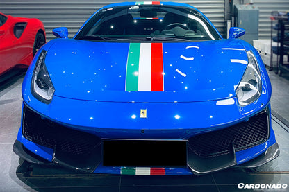 2018-2020 Ferrari 488 Pista OEM Style Part Carbon Fiber Front Bumper - Carbonado Aero