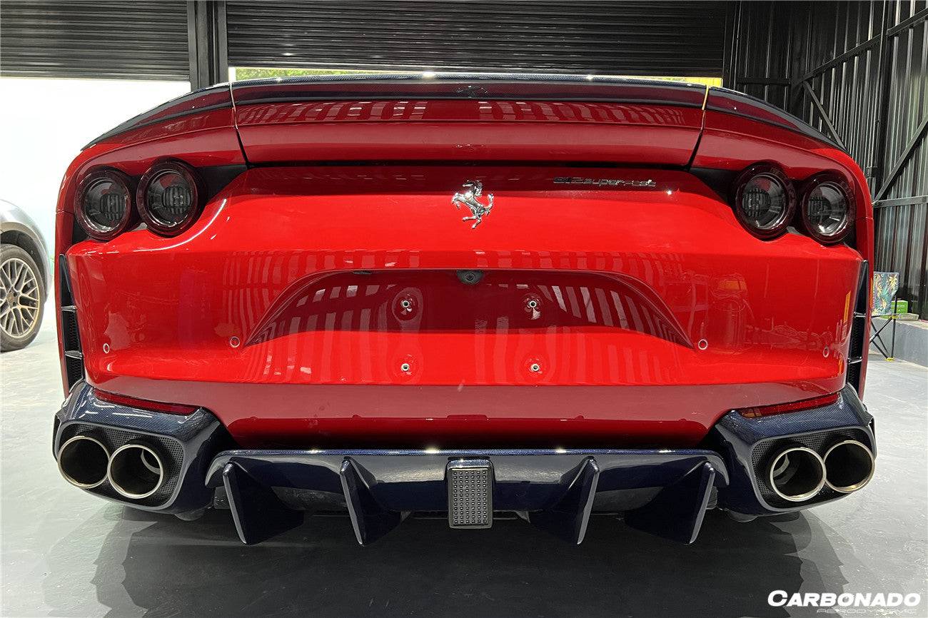2018-UP Ferrari 812 Superfast MSY Style DRY Carbon Fiber Rear Diffuser w/ Light - Carbonado Aero