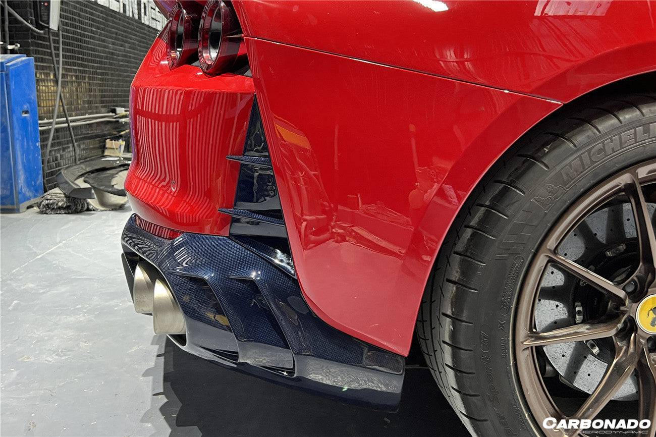 2018-UP Ferrari 812 Superfast MSY Style DRY Carbon Fiber Rear Diffuser w/ Light - Carbonado Aero
