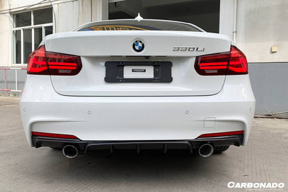 2013-2019 BMW 3 Series F30 F35 MP Style Carbon Fiber Dual Exhaust Rear Lip (For M-Tech Only) - Carbonado Aero