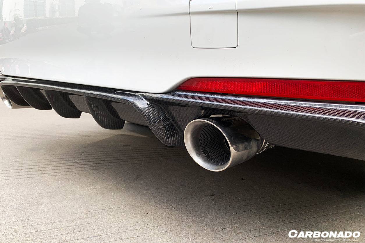 2013-2019 BMW 3 Series F30 F35 MP Style Carbon Fiber Dual Exhaust Rear Lip (For M-Tech Only) - Carbonado Aero