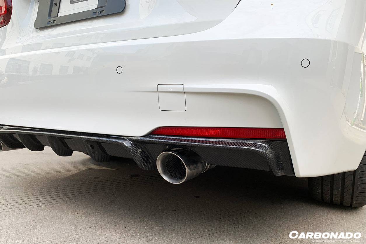 2013-2019 BMW 3 Series F30 F35 MP Style Carbon Fiber Dual Exhaust Rear Lip (For M-Tech Only) - Carbonado Aero