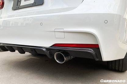 2013-2019 BMW 3 Series F30 F35 MP Style Carbon Fiber Dual Exhaust Rear Lip (For M-Tech Only) - Carbonado Aero