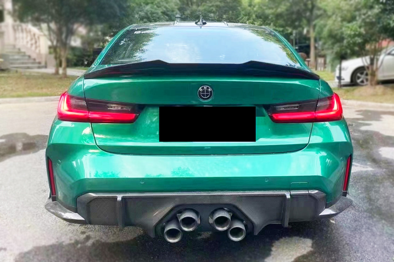 2021-UP BMW M3 G80 MP Style DRY Carbon Fiber Middle Rear Lip with Winglets