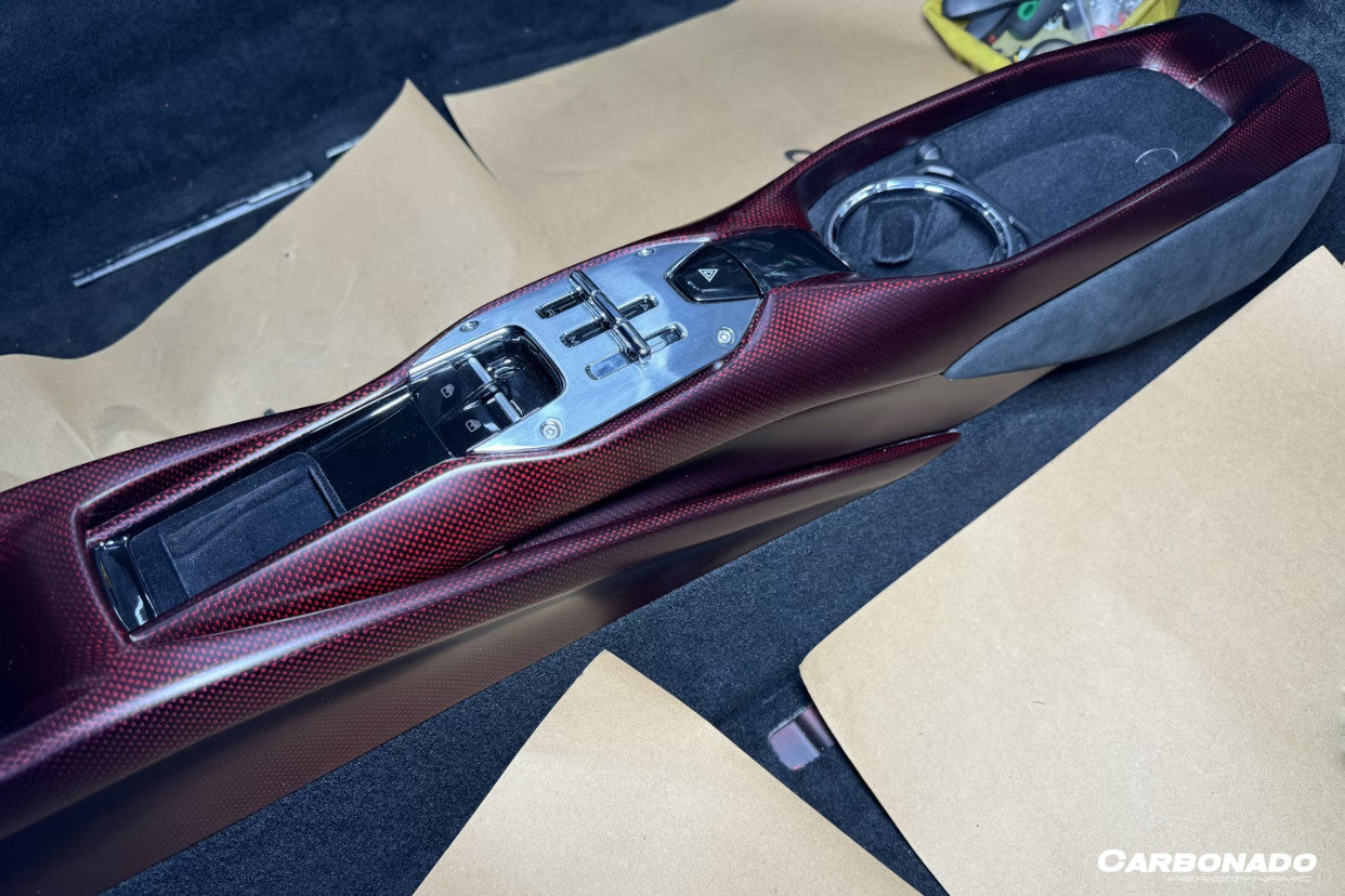 2022-UP Ferrari 296 GTB & GTS OE Style Dry Carbon Fiber center control surround panel Front end