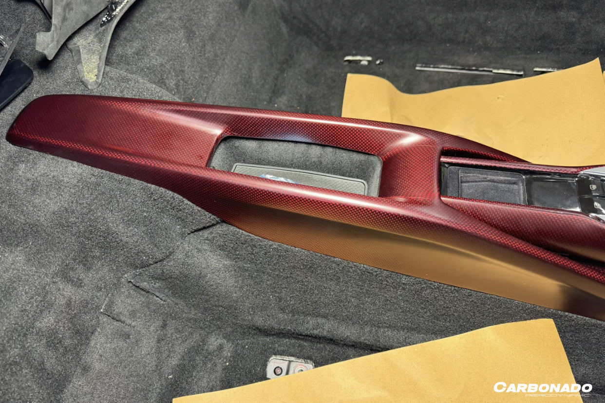 2022-UP Ferrari 296 GTB & GTS OE Style Dry Carbon Fiber center control surround panel Front end