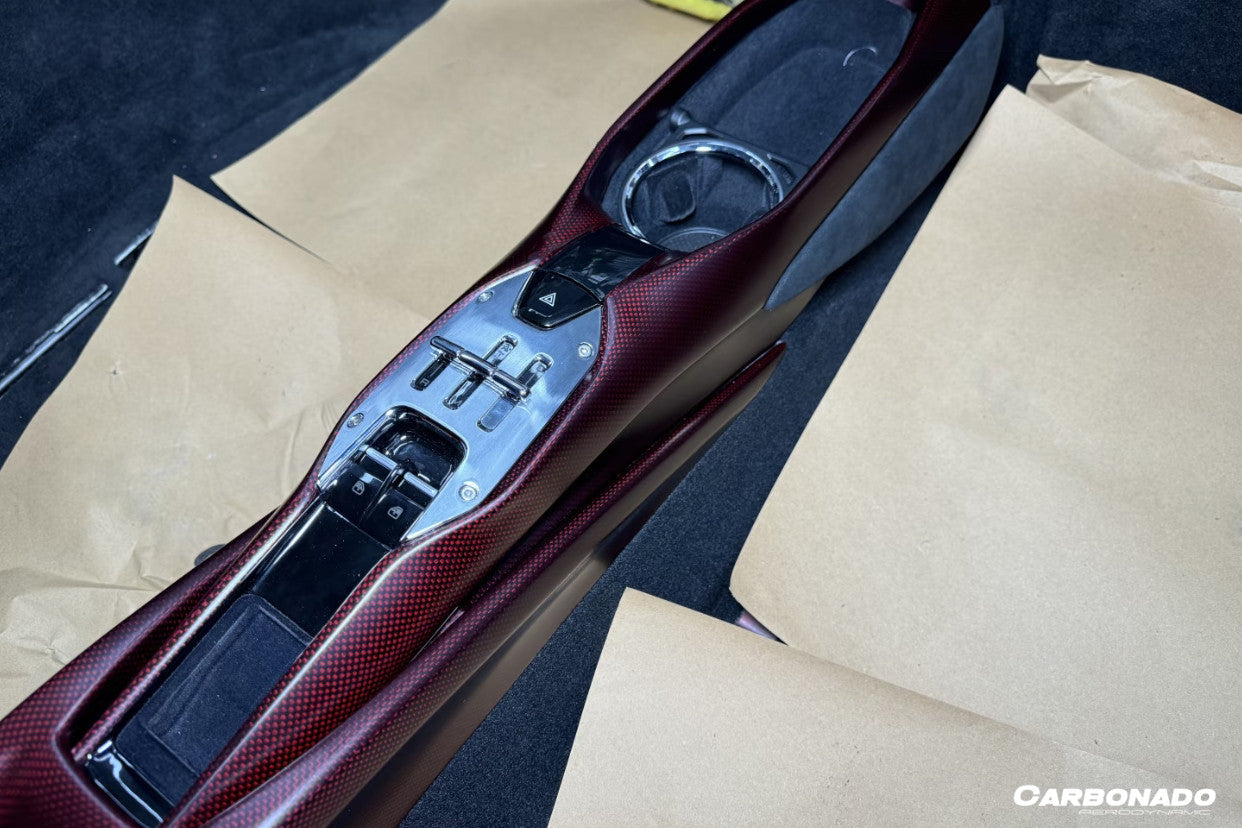 2022-UP Ferrari 296 GTB & GTS OE Style Dry Carbon Fiber center control surround panel Front end