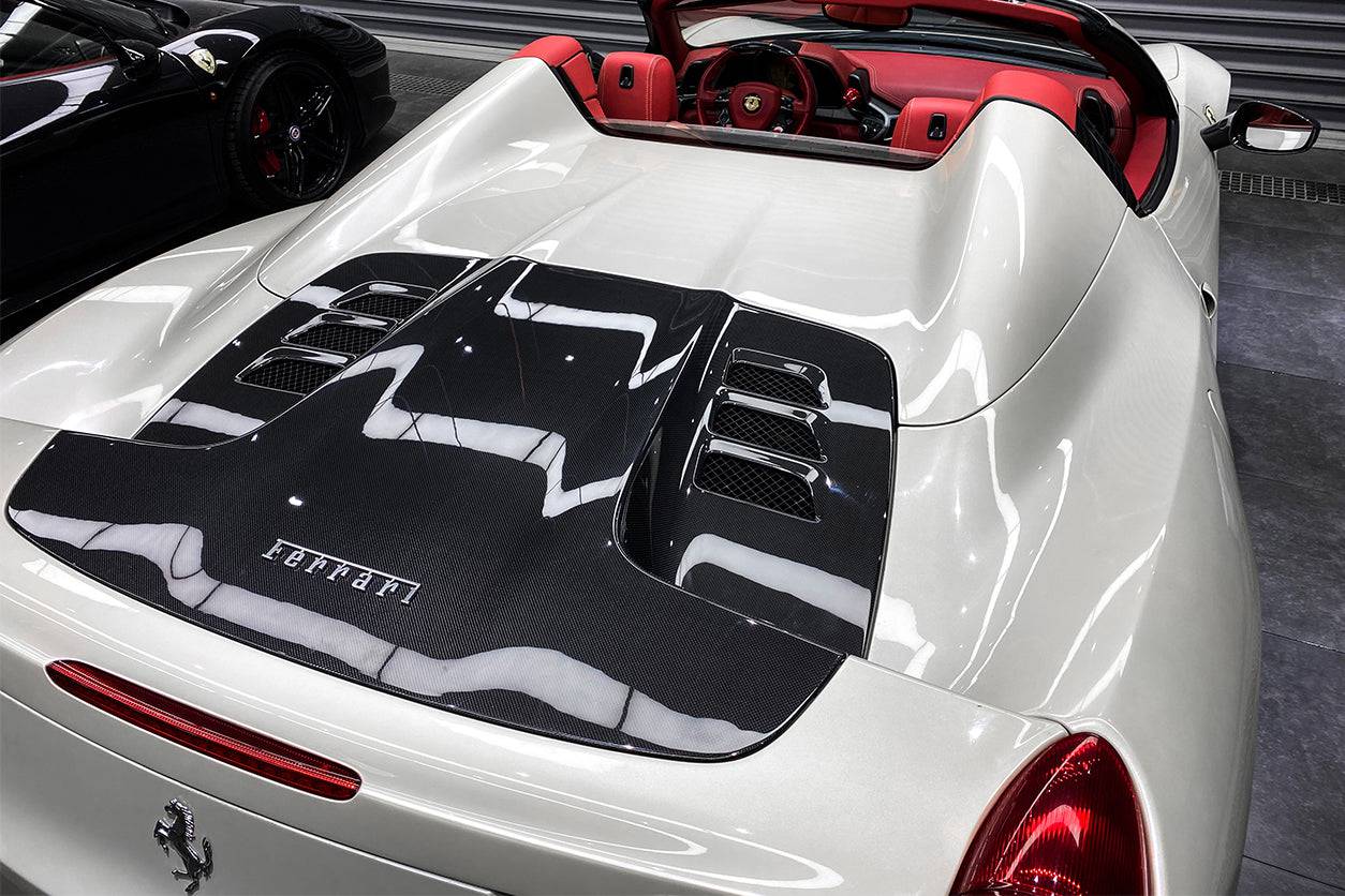 2010-2015 Ferrari 458 Spider Style Double Carbon Fiber Engien Hood Trunk - Carbonado