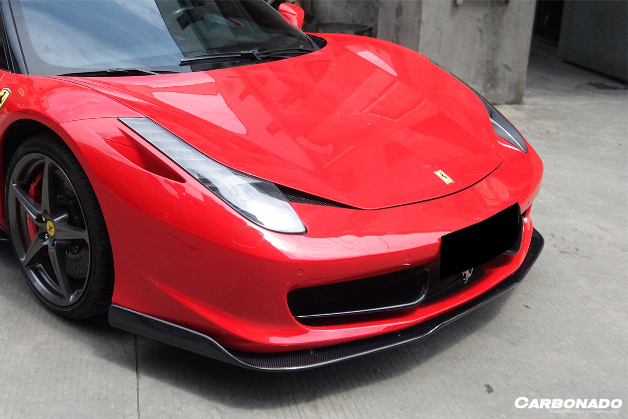 2010-2015 Ferrari 458 Coupe & Spider AV Style Carbon Fiber Front Lip - Carbonado
