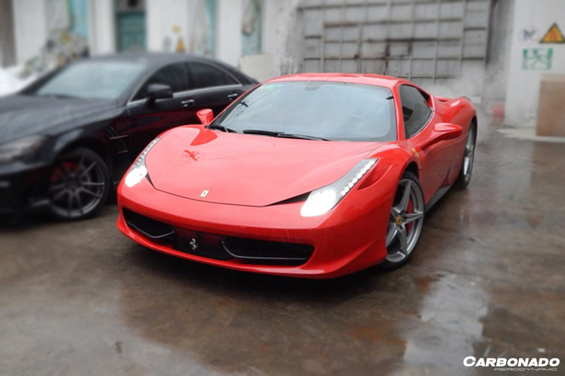 2010-2015 Ferrari 458 Coupe Spyder OE Style Carbon Fiber Front Bumper Canards - Carbonado Aero