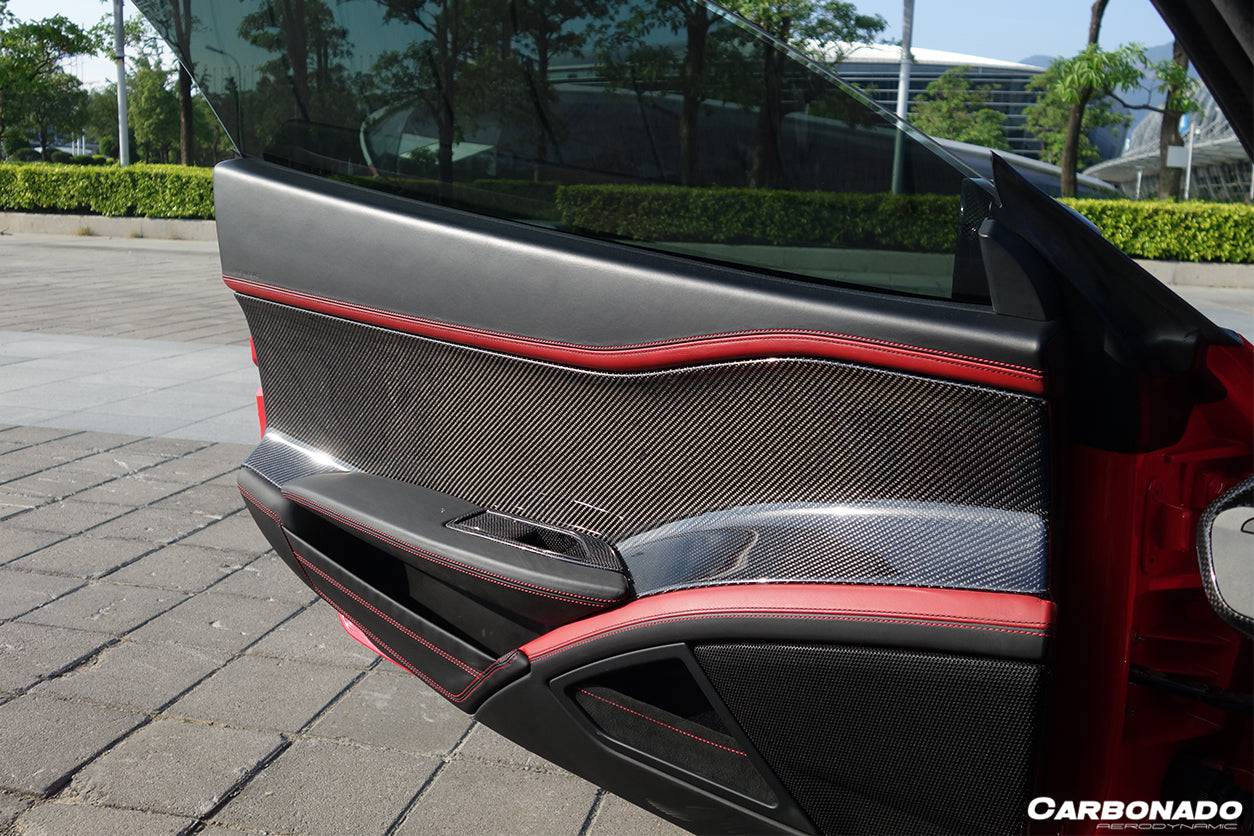 2010-2015 Ferrari 458 Coupe Spyder OE Style Carbon Fiber Door Panel Interior - Carbonado Aero