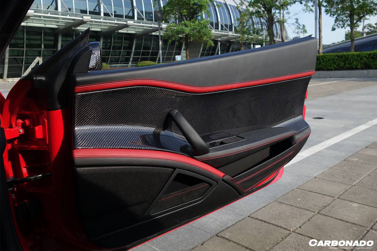 2010-2015 Ferrari 458 Coupe Spyder OE Style Carbon Fiber Door Panel Interior - Carbonado Aero