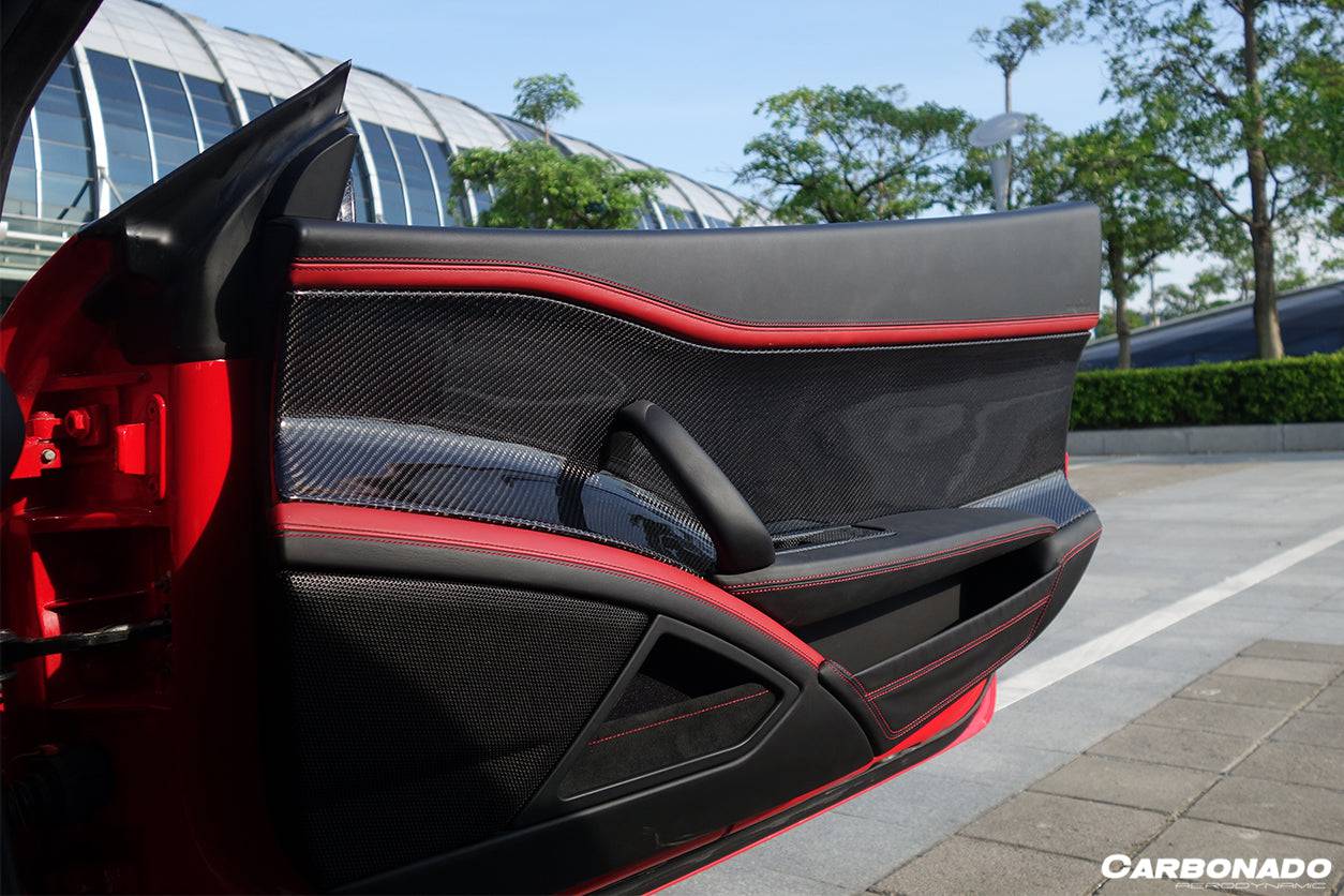 2010-2015 Ferrari 458 Coupe Spyder OE Style Carbon Fiber Door Panel Interior - Carbonado Aero