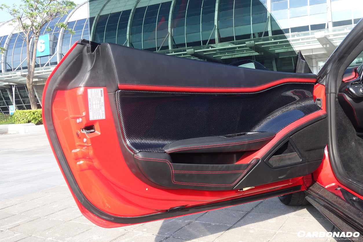 2010-2015 Ferrari 458 Coupe & Spider OE Style Carbon Fiber Door Panel Interior - Carbonado