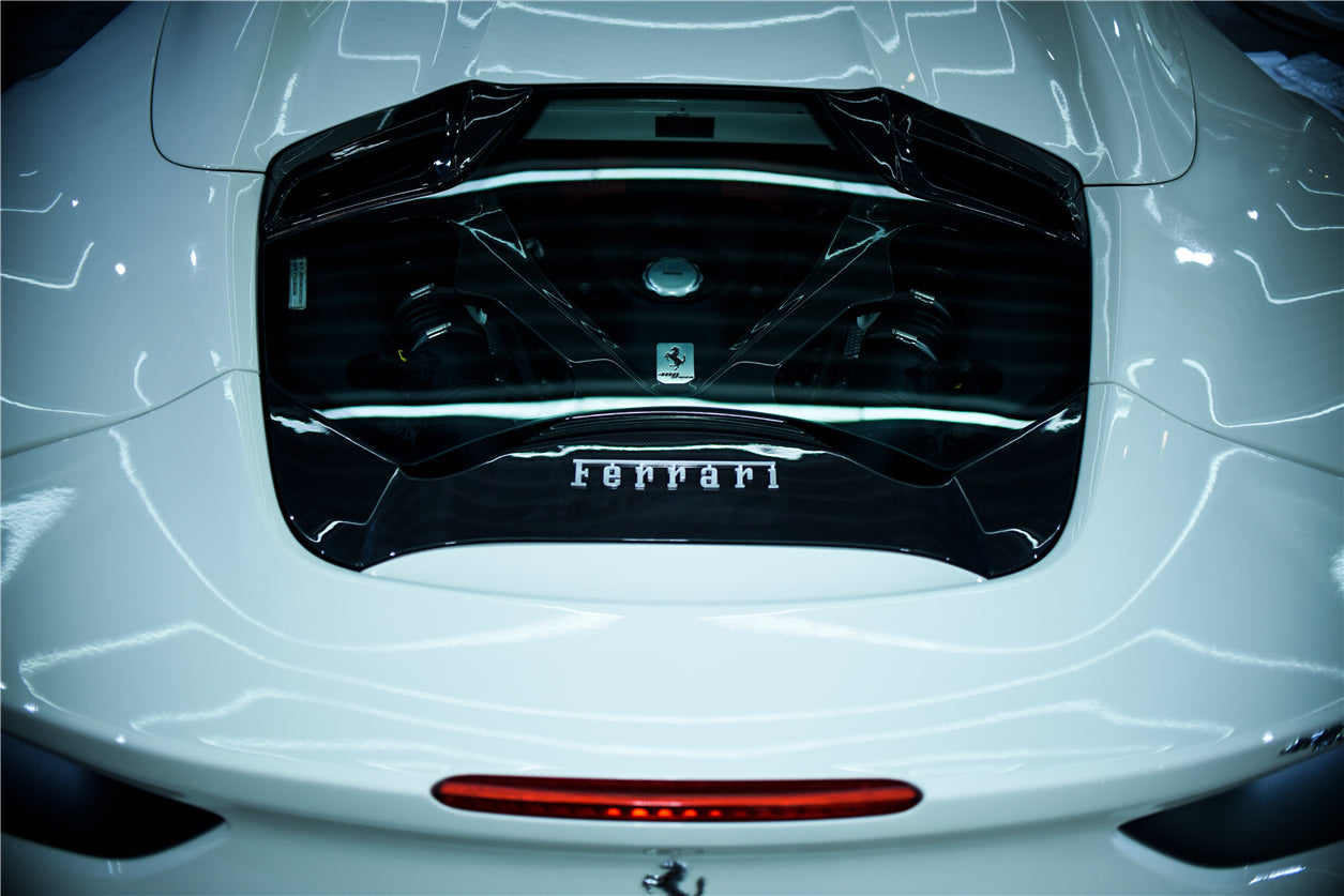 2015-2020 Ferrari 488 Spider Dry Carbon Fiber Engine Hood With Glass - Carbonado
