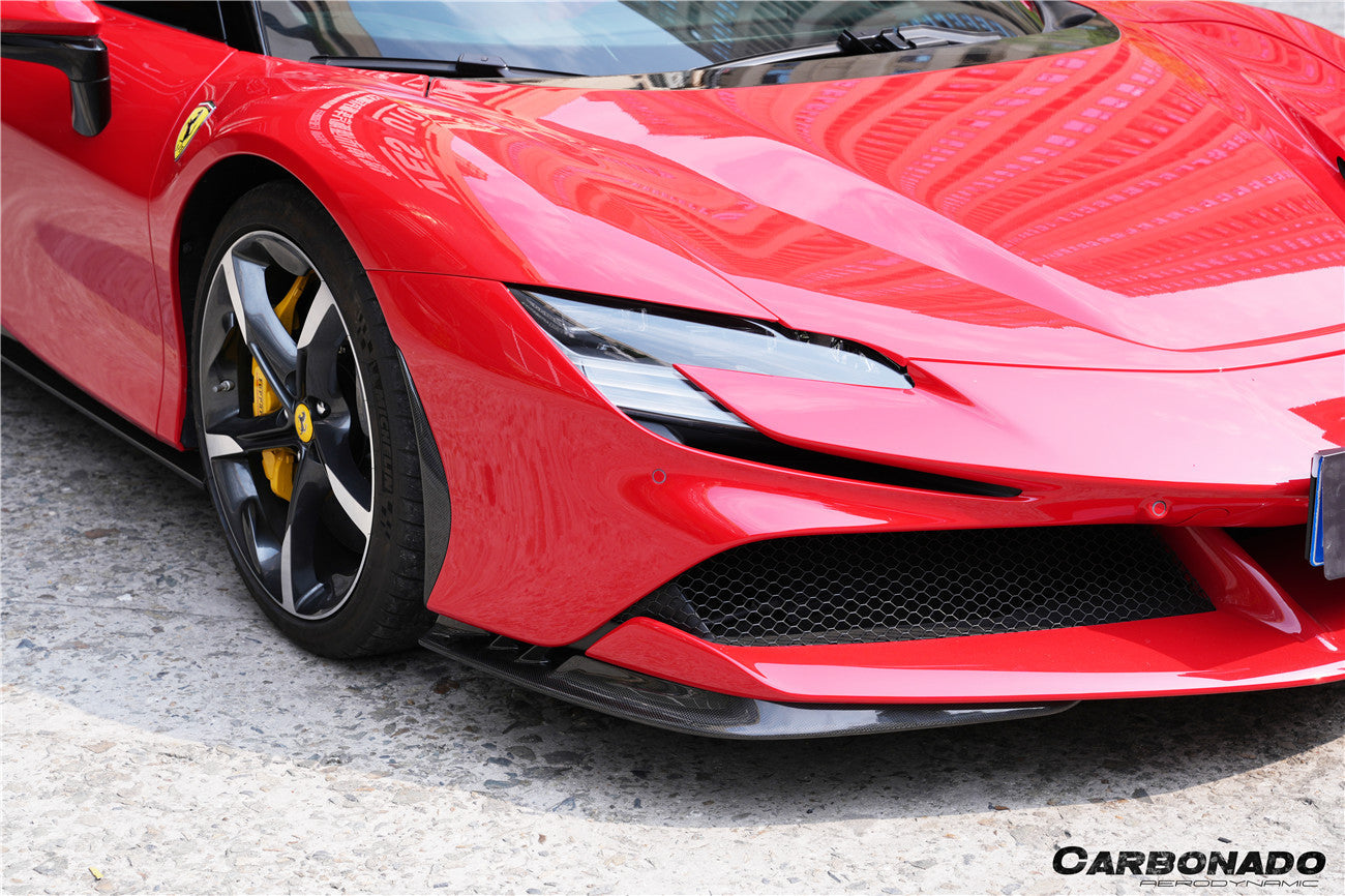 2020-UP Ferrari SF90 Stradale OE Style Autoclave Carbon Fiber Front Bumper Side Splitter