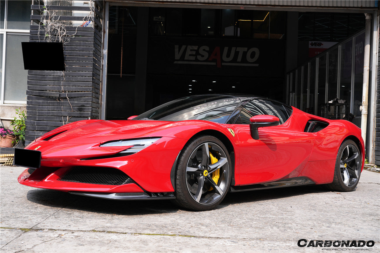 2020-UP Ferrari SF90 Stradale OE Style Autoclave Carbon Fiber Front Bumper Side Splitter