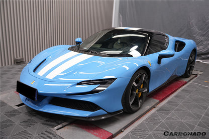 2020-UP Ferrari SF90 Stradale OE Style Autoclave Carbon Fiber Front Bumper Side Splitter