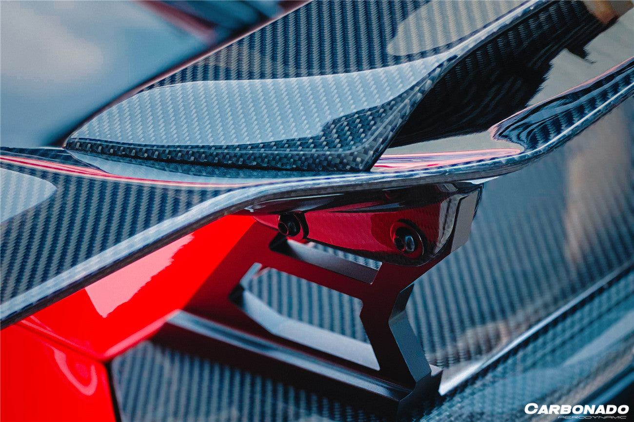 2015-2025 Lamborghini Huracan LP610 & LP580 & EVO & Tecnica MD Style Carbon Fiber Trunk Spoiler Wing with Base