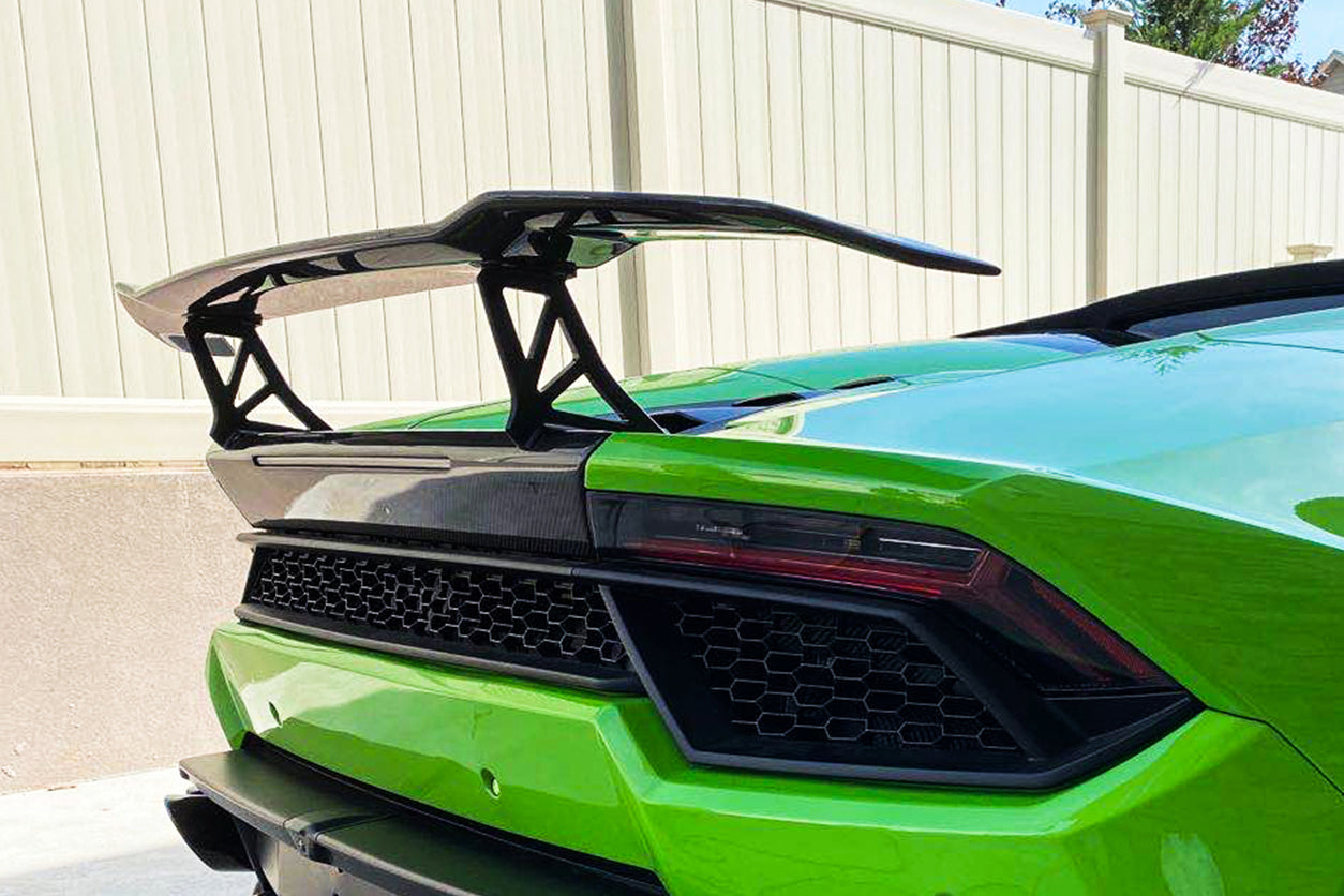 2015-2025 Lamborghini Huracan LP610 & LP580 & EVO & Tecnica VRS Style Carbon Fiber Trunk Spoiler Wing with Base